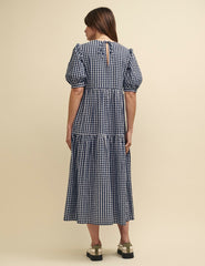 Navy Gingham Rochelle Midi Dress