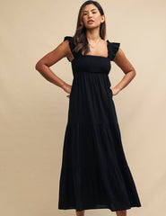 Black Maya Midi Dress