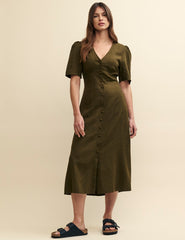 Khaki Green Alexa Midi Dress