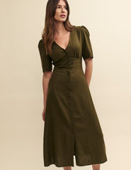 Khaki Green Alexa Midi Dress