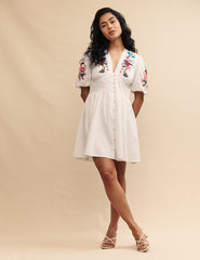 White Embroidered Starlight Mini Dress