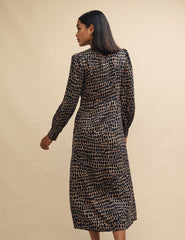 Brown Spot Print Tasha Midi Dress