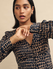 Brown Spot Print Tasha Midi Dress