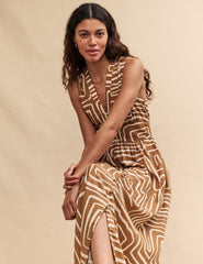 Brown Abstract Starlight Midaxi Dress