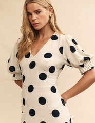 Fearne Cotton White Polka Dot Delilah Midi Dress