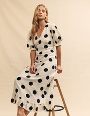 Fearne Cotton White Polka Dot Delilah Midi Dress