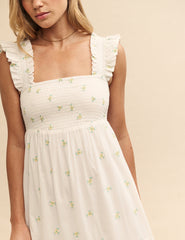 White Maya Embroidered Midi Dress