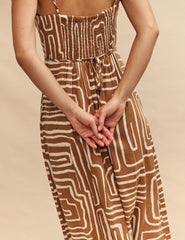 Brown Abstract Maddy Midi Dress