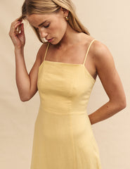 Petite Yellow Linen-blend Maddy Midi Dress
