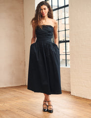 Black Bandeau Felicity Midi Dress