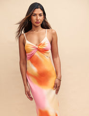 Multi Tie Dye Satin Ida Midi Dress