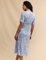 Blue Printed Alexa Midi Dress