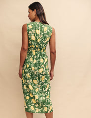 Petite Green Lemon Print Sandra Midi Dress