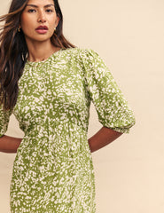 Green Printed Rachel Midi Dress