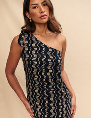 Black Tamzin One Shoulder Mini Dress