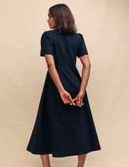 Black Button Down Ellen Midi Dress