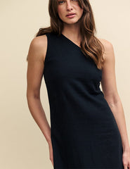 Black One Shoulder Corine Midi Dress