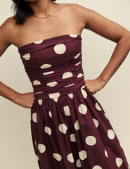 Brown Spot Print Bandeau Felicity Midi Dress