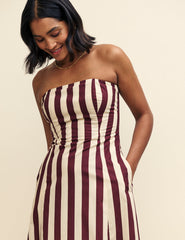 Brown Stripe Bandeau Theodora Midaxi Dress