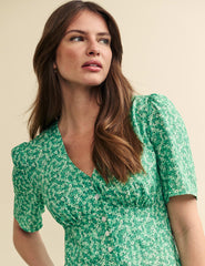 Green Floral Alexa Midi Tea Dress