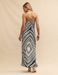 Black & White Abstract Stripe Ruthie Maxi Dress