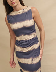 Cream and Grey Dip Dye Sleeveless Luke Midi Dress