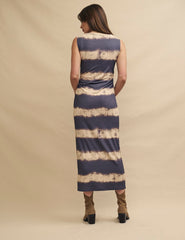 Cream and Grey Dip Dye Sleeveless Luke Midi Dress