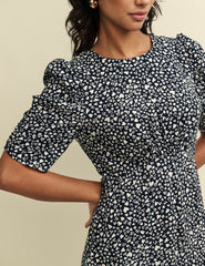 Black Heart Print Evie Midi Dress