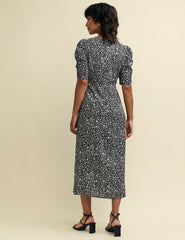 Black Heart Print Evie Midi Dress