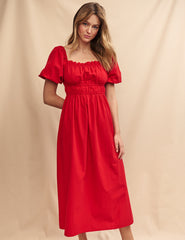 Red Kurtis Midi Dress