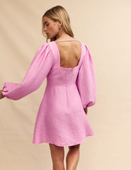Pink Balloon Sleeve Zola Mini Dress