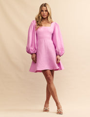 Pink Balloon Sleeve Zola Mini Dress