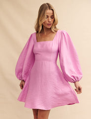 Pink Balloon Sleeve Zola Mini Dress