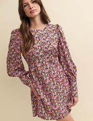 Pink Floral Puff Sleeve Maggie Mini Dress