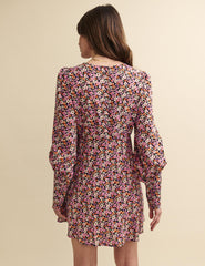 Pink Floral Puff Sleeve Maggie Mini Dress