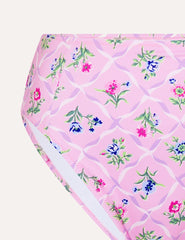 Pink Floral High Waist Bikini Bottom