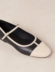 Alohas Agate Leather Black & Cream Ballet Pumps