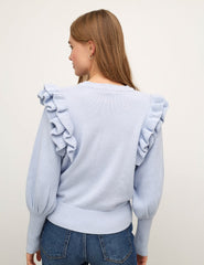 Blue Ruffle & Cable Detail Jumper