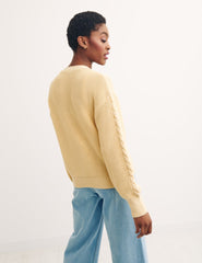 Yellow Cotton Cable Stitch Cardigan