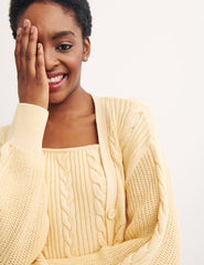 Yellow Cotton Cable Stitch Cardigan