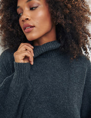 Charcoal High Neck Mini Jumper Dress