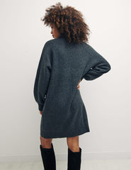 Charcoal High Neck Mini Jumper Dress