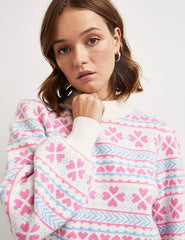 Multi Heart Jacquard Full Sleeve Jumper