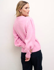 Pink Volume Sleeve Pointelle Panel Jumper