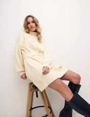 Cream Belted Jumper Mini Dress
