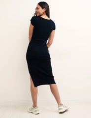 Square Neck Knitted Midi Dress