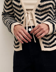 Black & White Crochet Chevron Cardigan