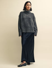 Grey Knitted Roll Neck Jumper