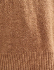 Camel Funnel Neck Longline Knitted Jumper