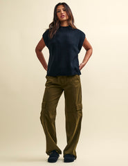 Black Oversized Knitted Vest